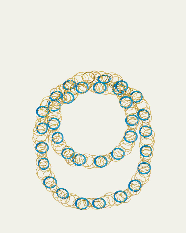 Hawaii Color 18K Yellow Gold Chalcedony Long Necklace, 98cm